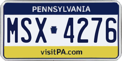 PA license plate MSX4276