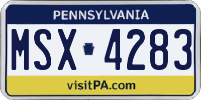 PA license plate MSX4283