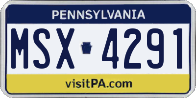 PA license plate MSX4291