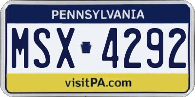 PA license plate MSX4292