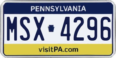 PA license plate MSX4296
