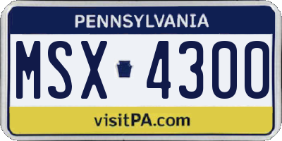 PA license plate MSX4300