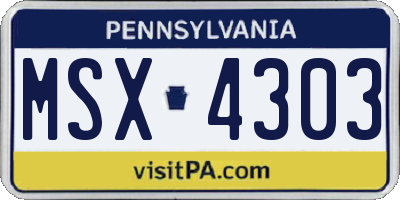 PA license plate MSX4303
