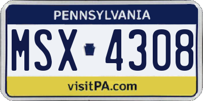 PA license plate MSX4308