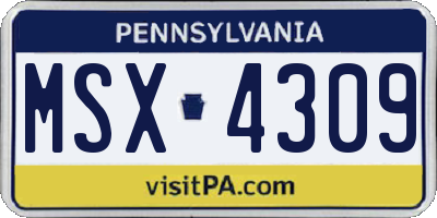 PA license plate MSX4309