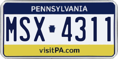 PA license plate MSX4311