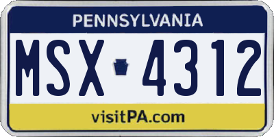 PA license plate MSX4312