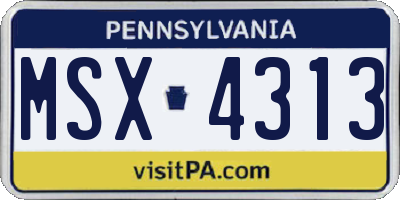 PA license plate MSX4313