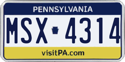 PA license plate MSX4314