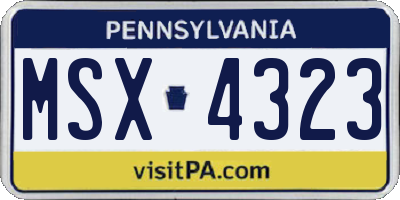 PA license plate MSX4323