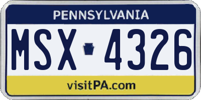 PA license plate MSX4326