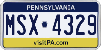 PA license plate MSX4329