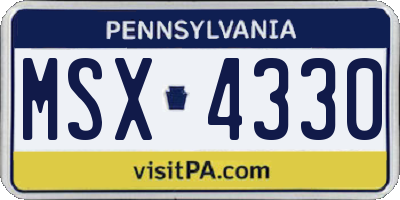 PA license plate MSX4330