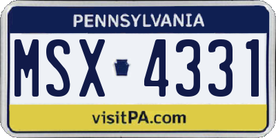 PA license plate MSX4331