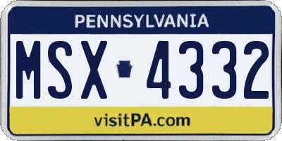 PA license plate MSX4332