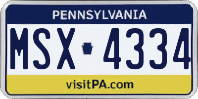 PA license plate MSX4334