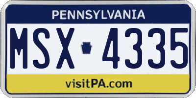 PA license plate MSX4335