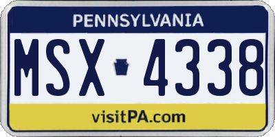 PA license plate MSX4338