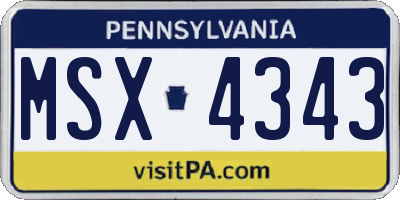 PA license plate MSX4343
