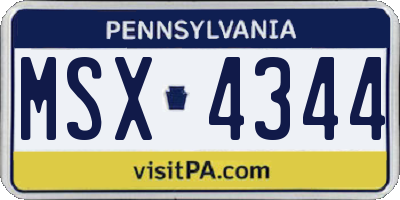PA license plate MSX4344