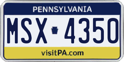 PA license plate MSX4350