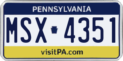 PA license plate MSX4351