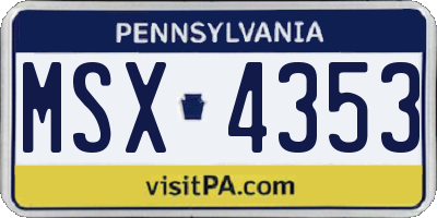 PA license plate MSX4353