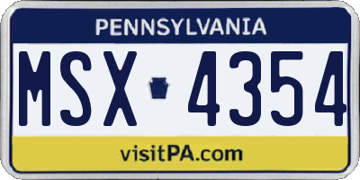 PA license plate MSX4354
