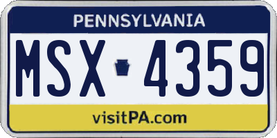 PA license plate MSX4359