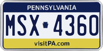 PA license plate MSX4360