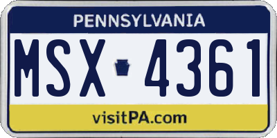 PA license plate MSX4361