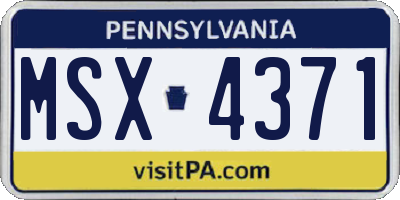 PA license plate MSX4371