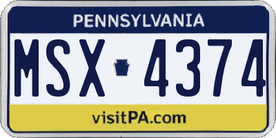 PA license plate MSX4374