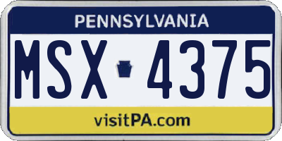 PA license plate MSX4375