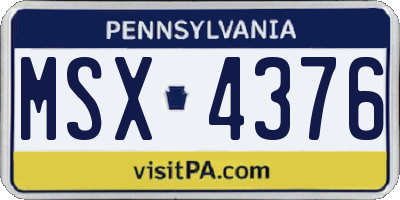 PA license plate MSX4376
