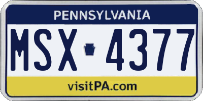 PA license plate MSX4377