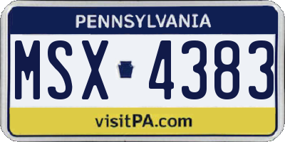 PA license plate MSX4383