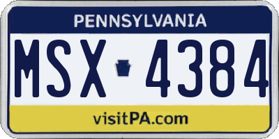 PA license plate MSX4384