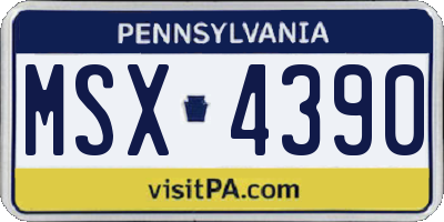 PA license plate MSX4390