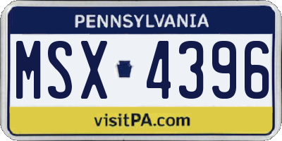 PA license plate MSX4396