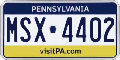 PA license plate MSX4402