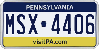 PA license plate MSX4406