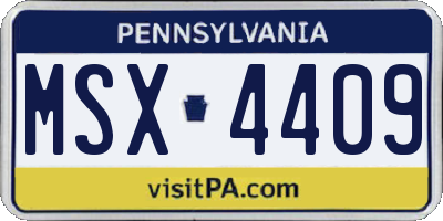 PA license plate MSX4409