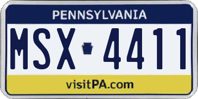 PA license plate MSX4411
