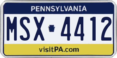 PA license plate MSX4412