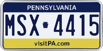 PA license plate MSX4415