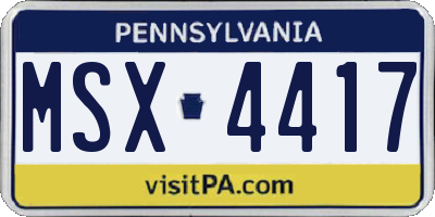 PA license plate MSX4417