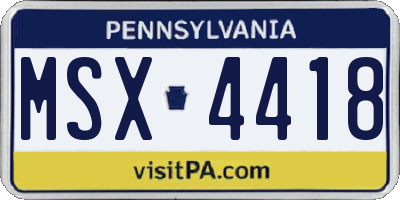 PA license plate MSX4418