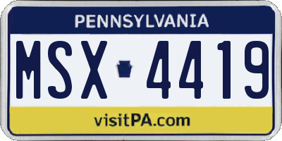 PA license plate MSX4419