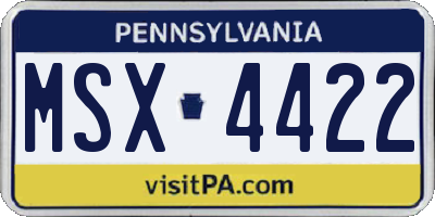 PA license plate MSX4422